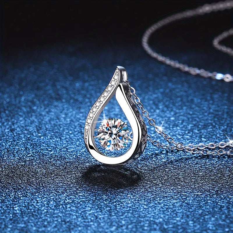 1ct Moissanite S925 Sterling Silver Pendant Clavicle Chain For Women Jewelry Decor Plated Mother's Day Valentine's Day Engagement Wedding Gift Anniversary Gift Birthday Gift Minimalist Y2K Style