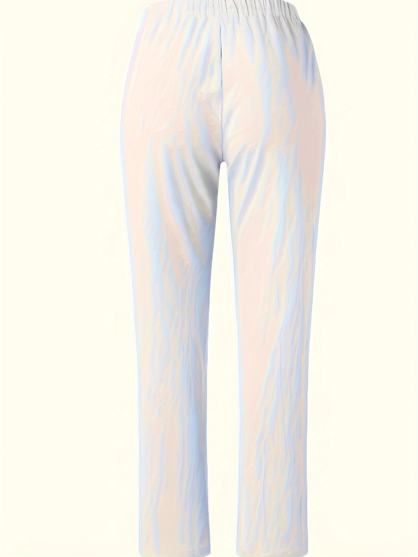 Chic Floral Print Pants - Elastic Waistband, Casual Straight Leg, Perfect for All Seasons - Womens Everyday Fashion