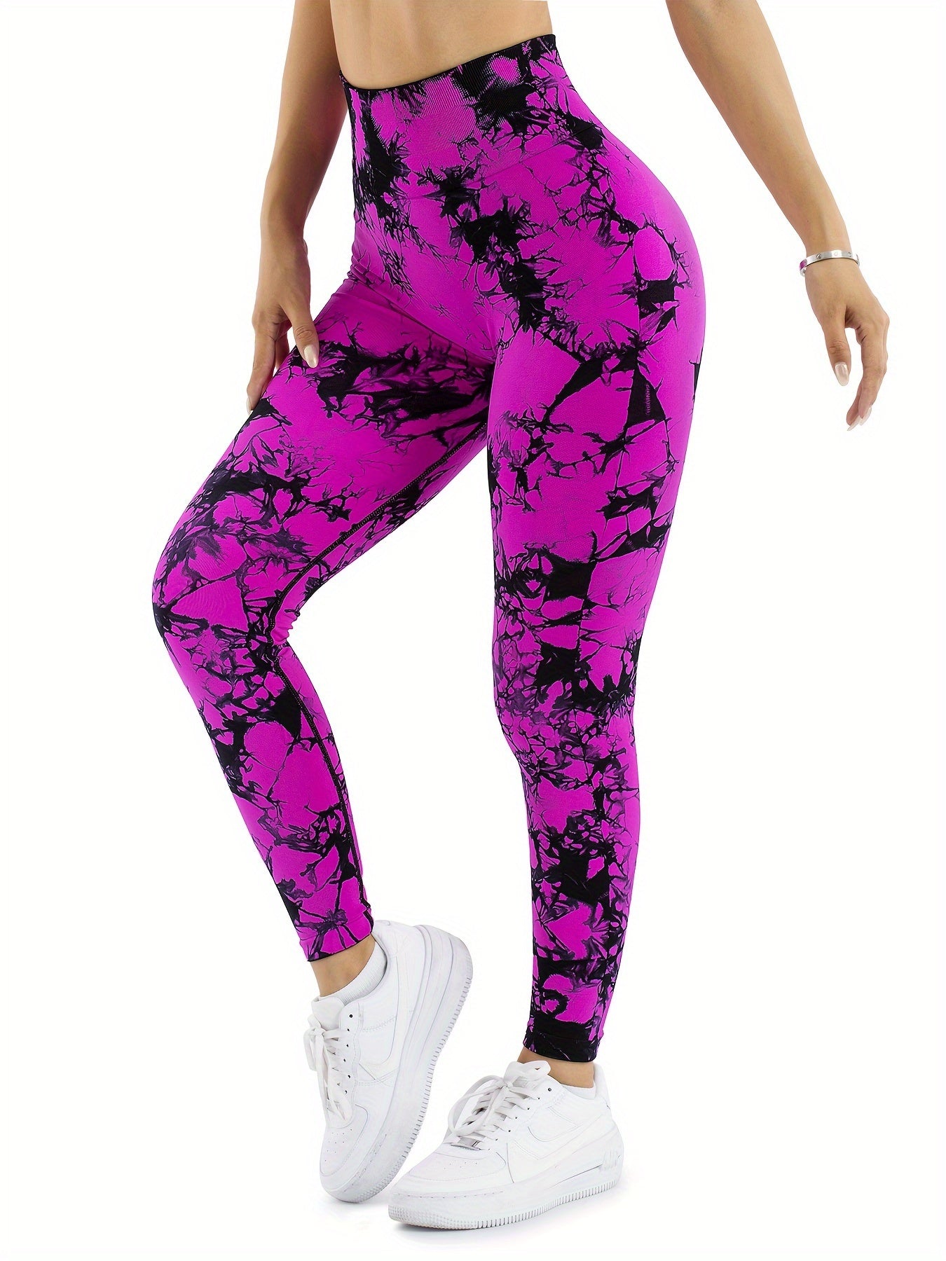 Women's High Waist Tie Dye Yoga Leggings - Flexible Performance Activewear, Moisture-Wicking, Full-Length Athletic Tights for Running & Fitness