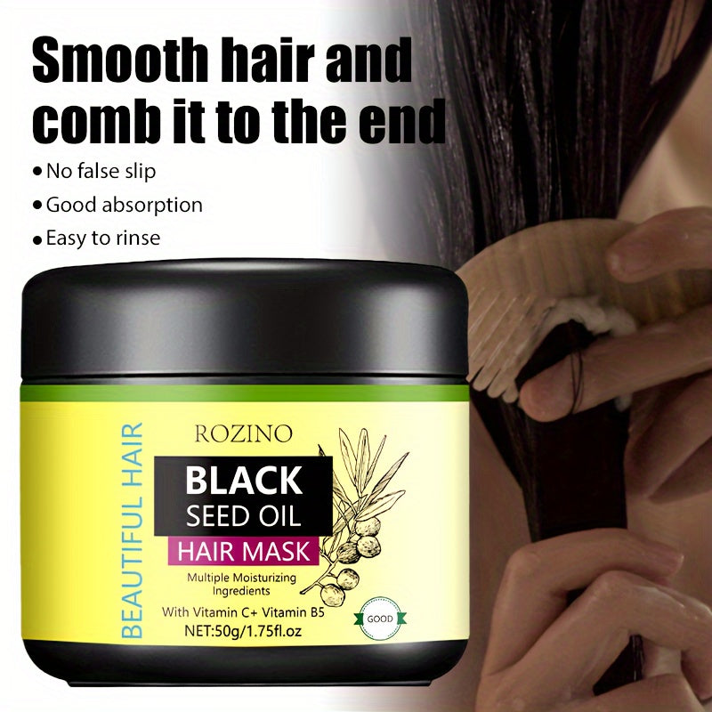 1.76oz Black Seed Oil Hair Mask, , Moisturizing, Smoothing, Enriched With Vitamin C & B5, Suitable For All Hair Types