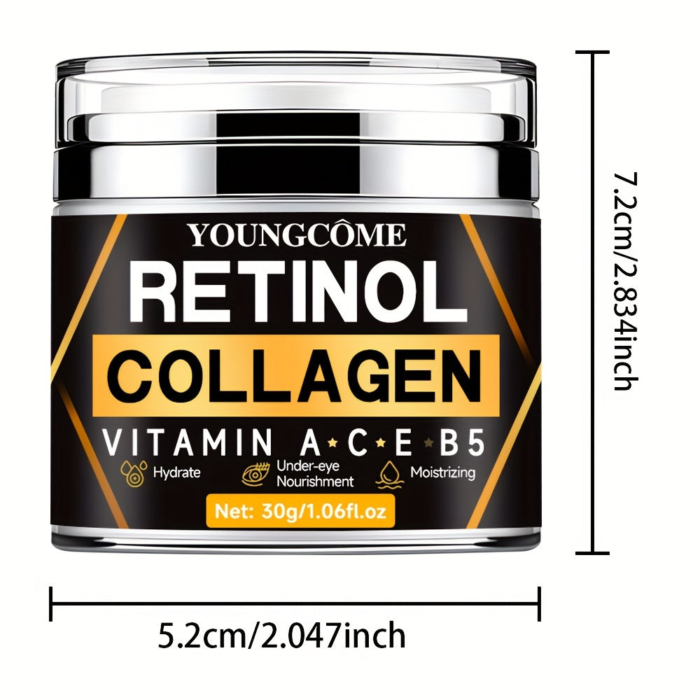 60g Retinol Collagen Day & Night Cream, With Hyaluronic Acid, Deep Hydration & Firming, Vitamin A, C, E + B5, Shea Butter, Aloe, Niacinamide, Facial Skin Care With Plant Squalane