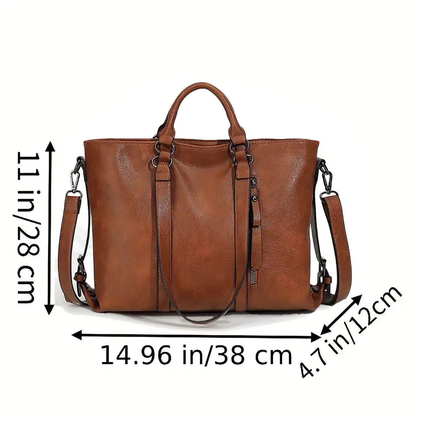 Chic Multi-Purpose Tote & Crossbody Bag - Soft PU Leather, Adjustable Strap - Ideal for Work & Travel, Casual Everyday Handbag