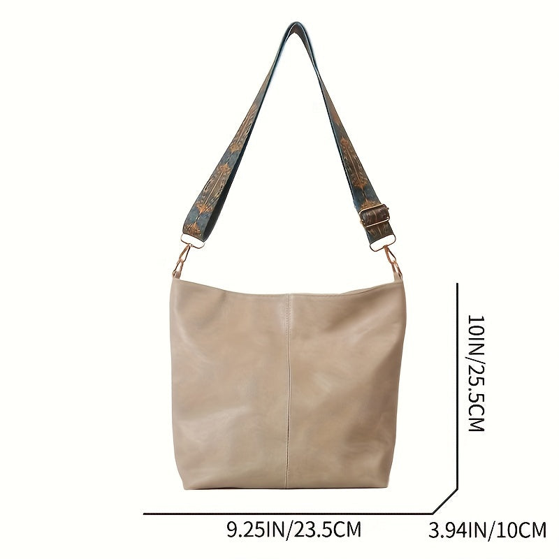 Chic Bohemian Leather Bucket Bag - Spacious & Stylish Crossbody - Luxurious Texture, Vintage Strap - Perfect for Daily Commuters