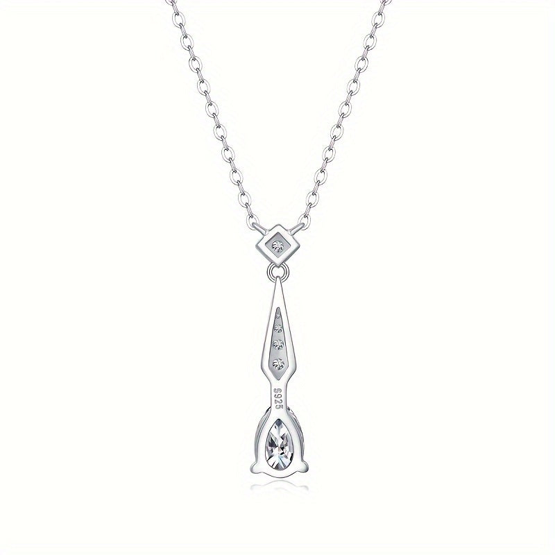 1pc Moissanite 925 Sterling Silver Pear Special-Shaped Moissanite Exquisite Pendant Clavicle Chain Necklace, Elegant Versatile Valentine's Day Proposal Engagement Wedding Anniversary Birthday Mother's Day Gifts For Women Party Trend Jewelry