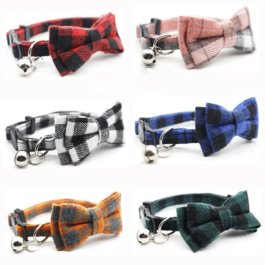 1PC Cute Cat Collar Small Puppy Cat Dog Collars Bow Kitten Collar Bowknot Necklace with Bell for Dog Cat Chihuahua Pet Supplies