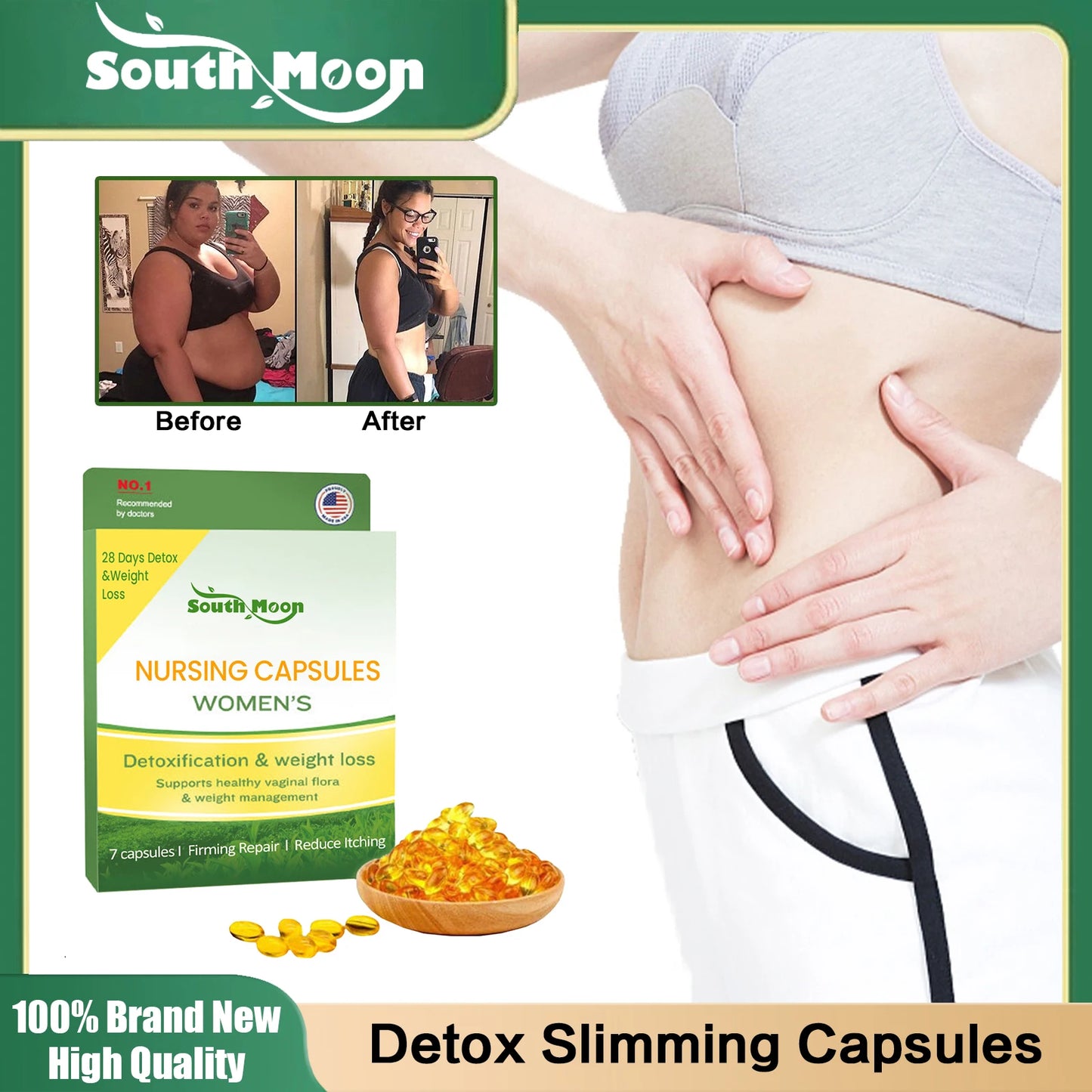 Detox Slimming Capsules Firming Abdomen Fat Burning Itching Stopper Cleansing Body Toxins Anti Cellulite Body Shaping Capsule