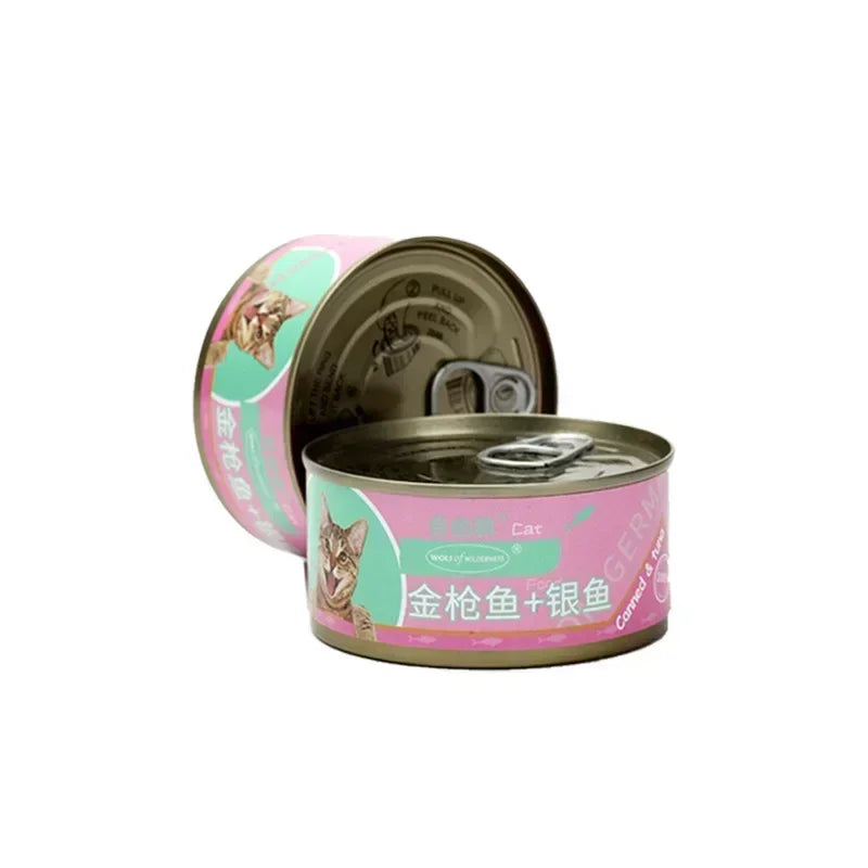 2024 New Cat can staple food can 170g pet cat snack tuna kitten adult cat nutritious wet food 3 cans