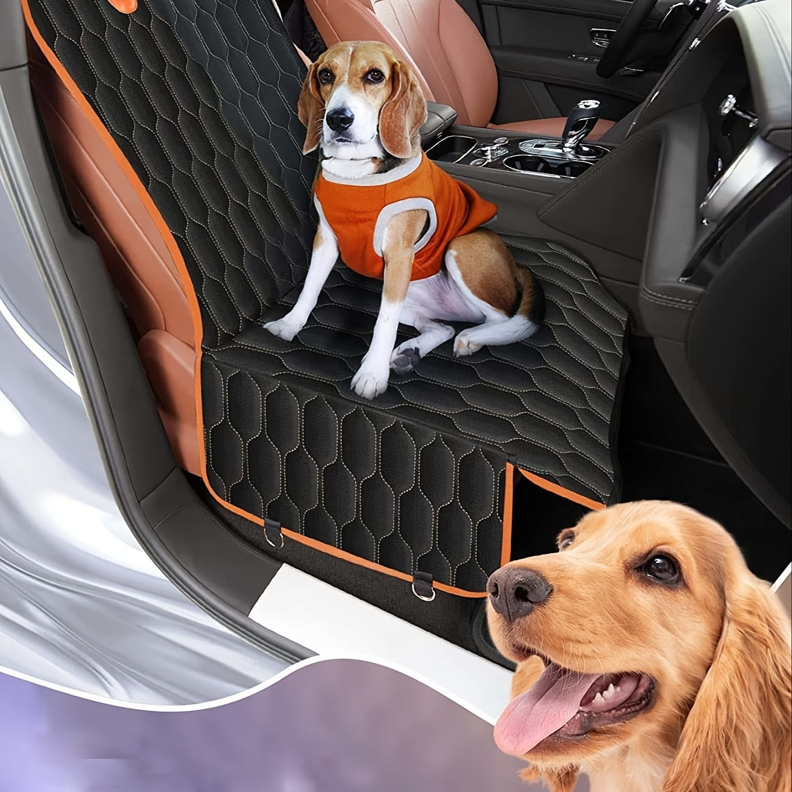 6-in-1 Dog Car Seat Cover for Back Seat, 60/40 Split 100% Waterproof Dog Hammock for Car, Trucks Suvs-Scratchproof Nonslip Back Seat Protector for Dog