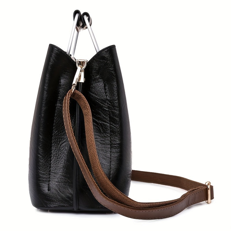 Chic Vintage-Inspired Handbag - Elegant Crossbody PU Leather Purse, Perfect for Daily Wear, Versatile Shoulder Strap, Classic Design with Modern Twist