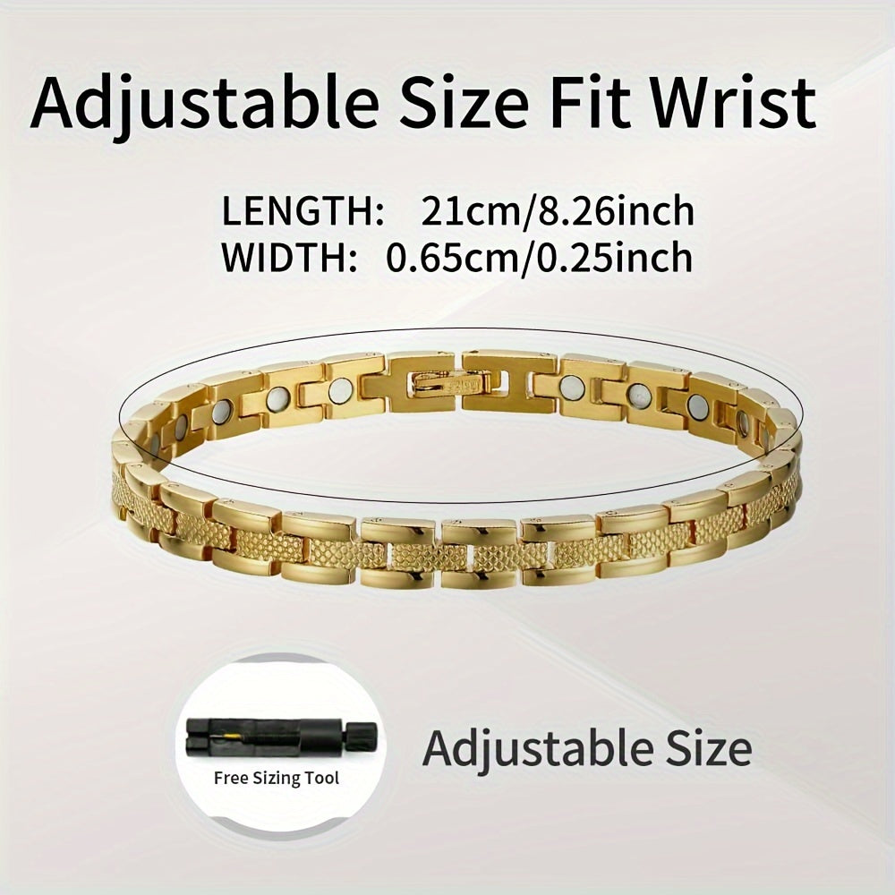 1pc Women's Titanium Steel Magnetic Bracelet, Super Magnet Bracelet With Adjustable Length And Size Adjustment Tool, Mother's Day Jewelry Gifts