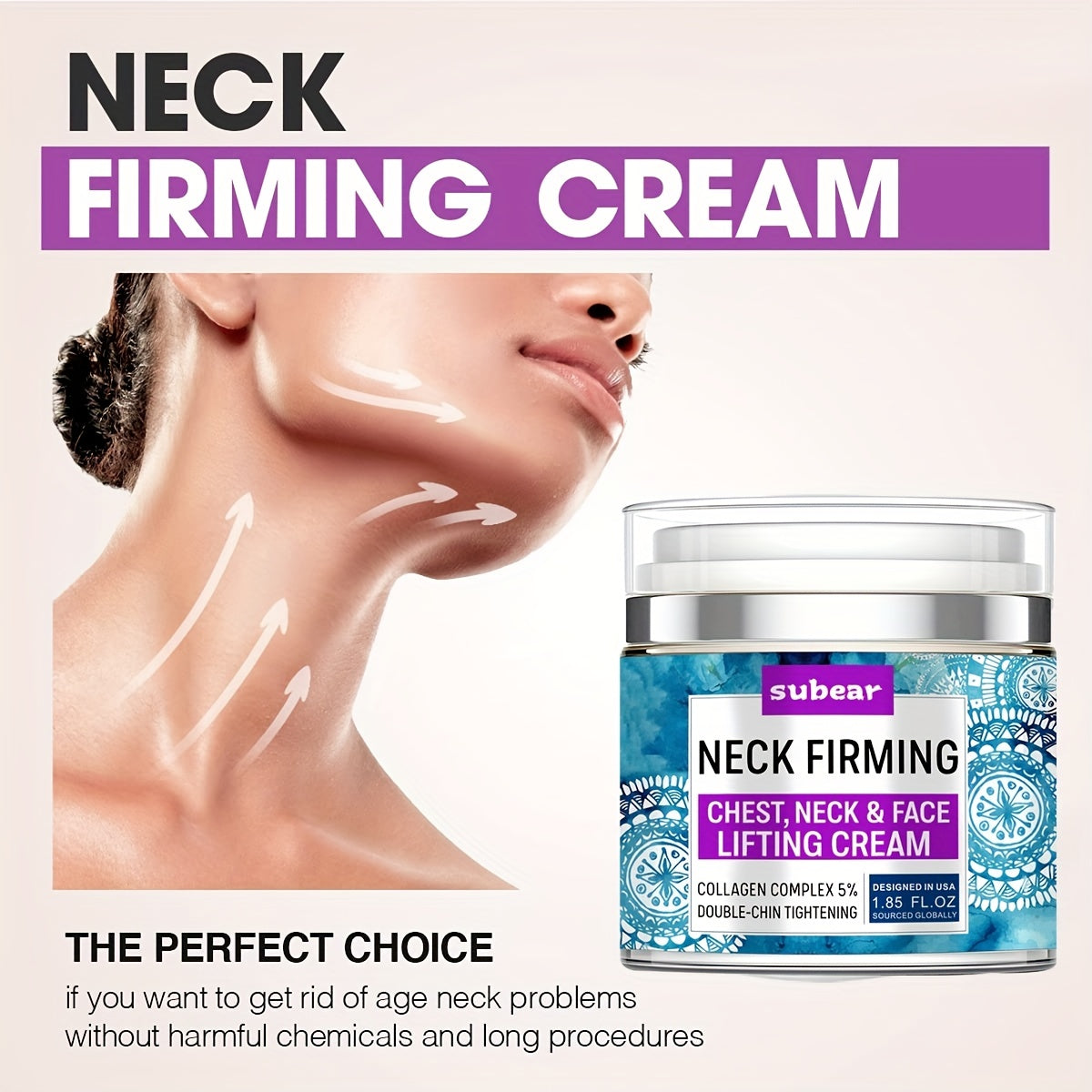 Neck Firming Cream, Double Chin Reducer, Neck Tightener Cream, Skin Tightening Cream, Moisturizer For Neck & Décolleté With Retinol Collagen & Hyaluronic Acid-Lifting, Firming & Hydrating Neck Cream Reduces The Look Or The Signs Of Aging - 1.85 FL.OZ