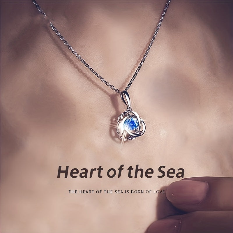 925 Sterling Silver Ocean Heart Pendant Necklace Female Luxury Niche Design Clavicle Chain Birthday Gift For Girlfriend Women Girls