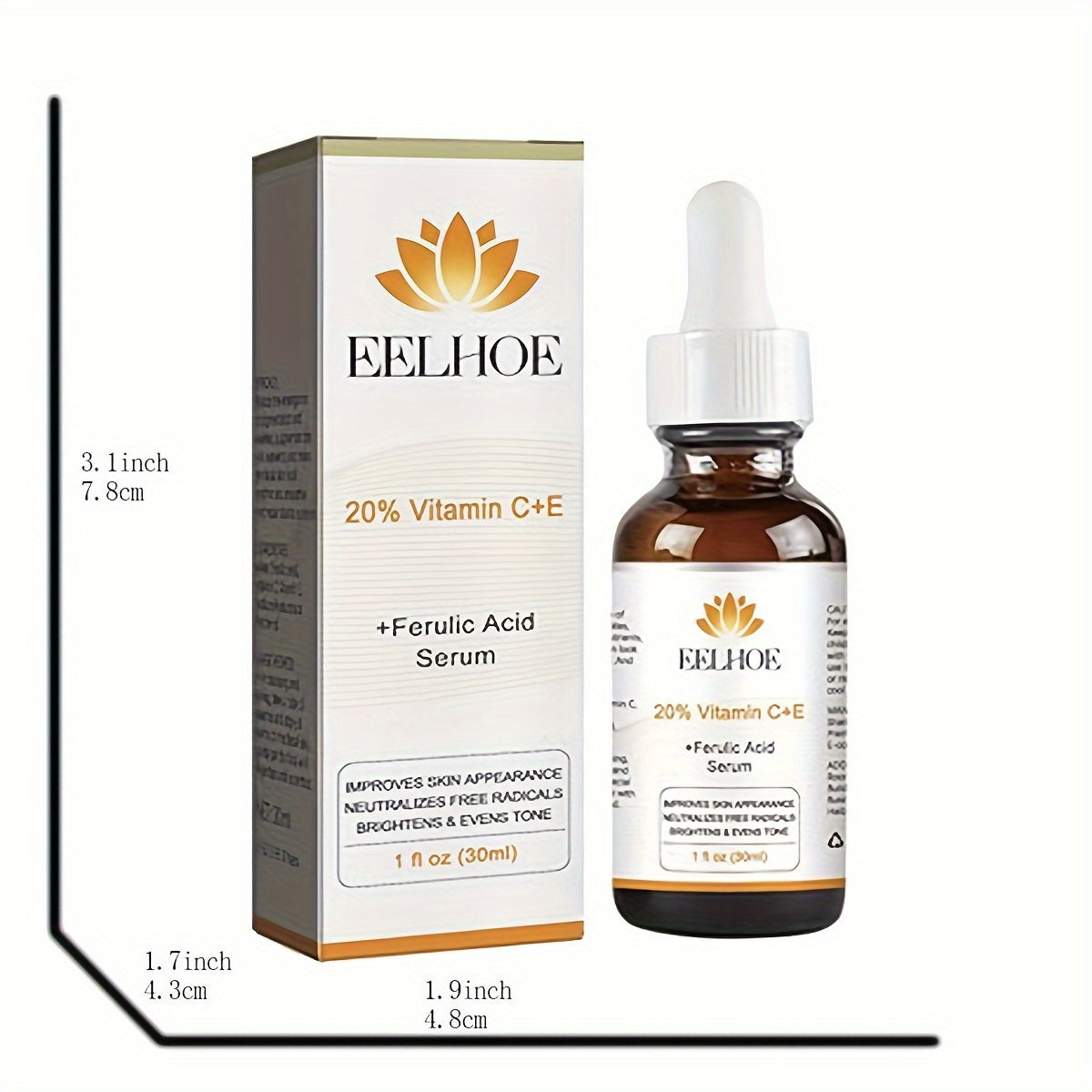 20% Vitamin C Face Serum with Vitamin E and Ferulic Acid, 1 fl oz (30 ML), Revitalizes Skin, Balances Complexion, and Antioxidant Skincare Serum