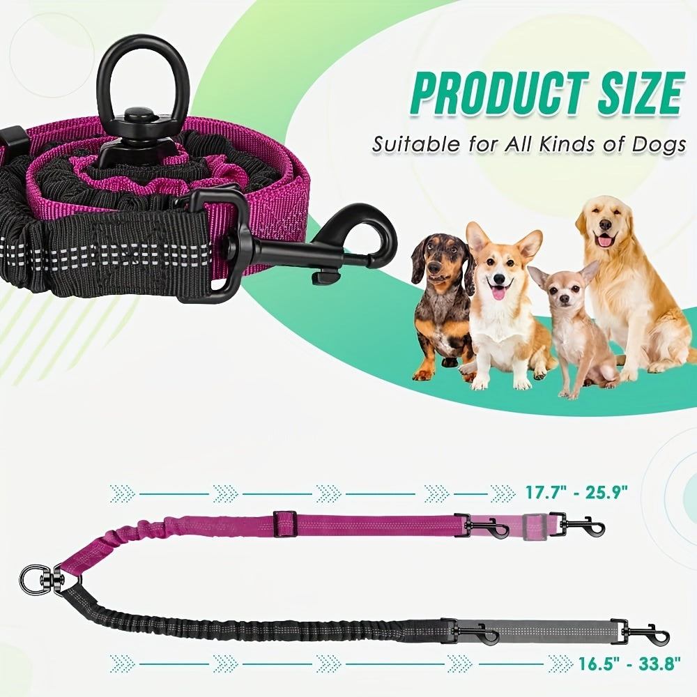 Adjustable & Durable Twin Dog Leash - Plaid, Shock-Absorbent, No-Tangle Design for Medium/Large Dogs