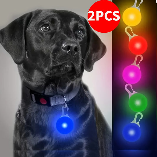 2-Pack LED Shiny Dog Pendant Tags - Glow-in-the-Dark, Reflective & Glittery - Safe Pet ID Accessories for Nighttime Style