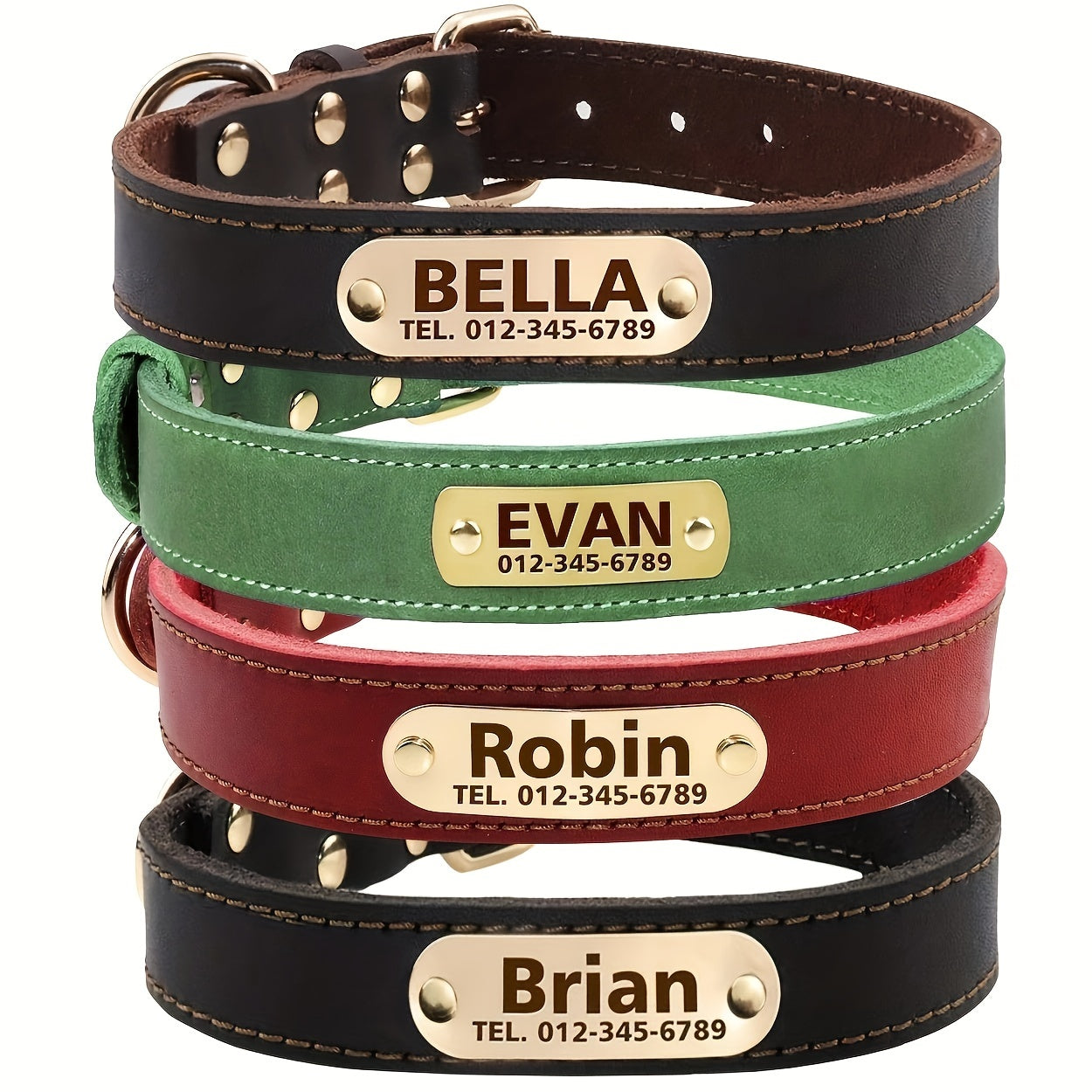 Luxury Personalized Leather Dog Collar - Luxuriously Soft Padded, Rust-Resistant Buckle, Heavy-Duty & Breathable for All Sizes - Perfect for Small, Medium, and Large Dogs