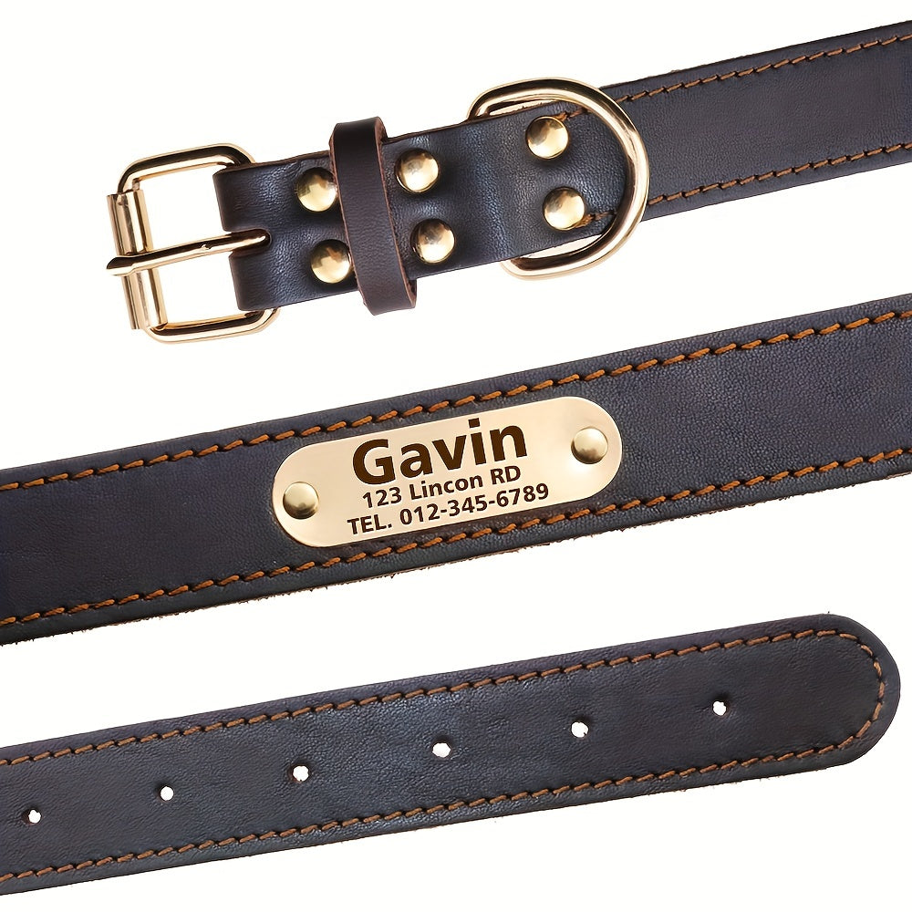 Luxury Personalized Leather Dog Collar - Luxuriously Soft Padded, Rust-Resistant Buckle, Heavy-Duty & Breathable for All Sizes - Perfect for Small, Medium, and Large Dogs