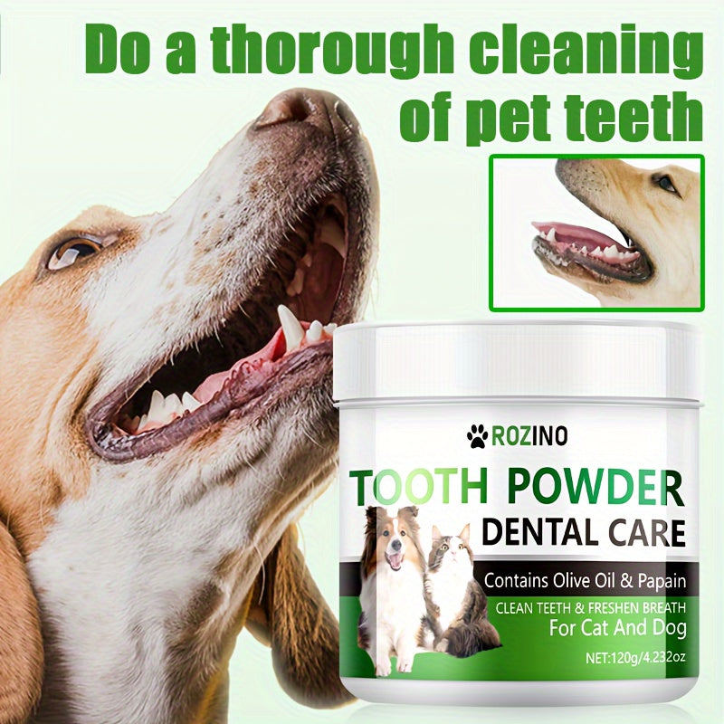 120G Natural Pet Dental Powder For Cats & Dogs - Gentle Teeth Cleaning, Fresh Breath Enhancer