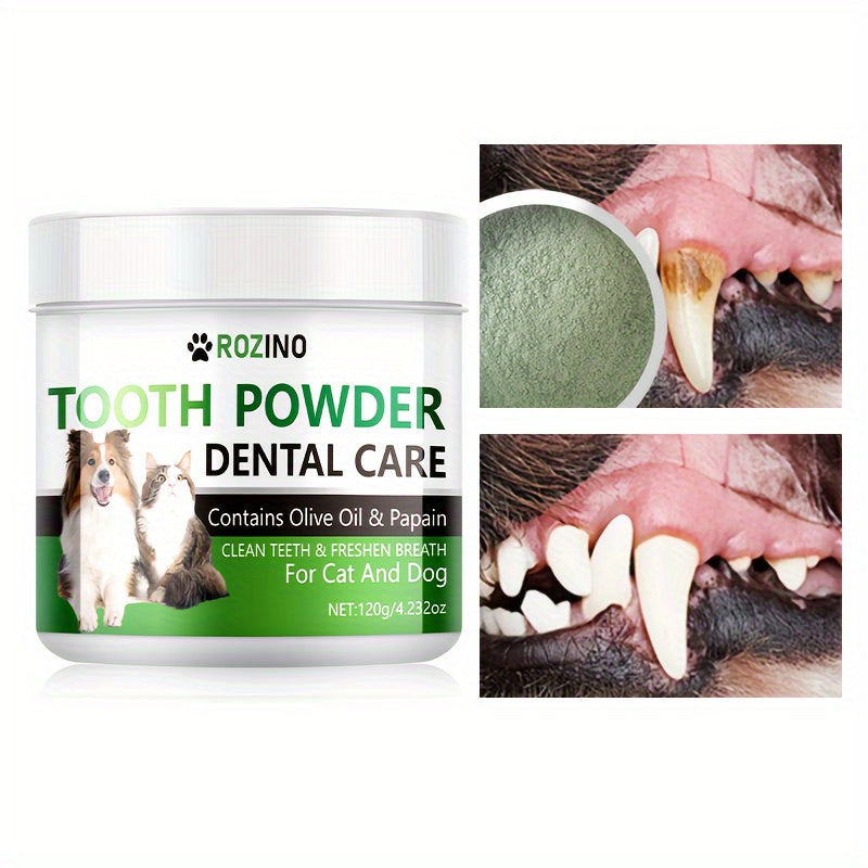 120G Natural Pet Dental Powder For Cats & Dogs - Gentle Teeth Cleaning, Fresh Breath Enhancer