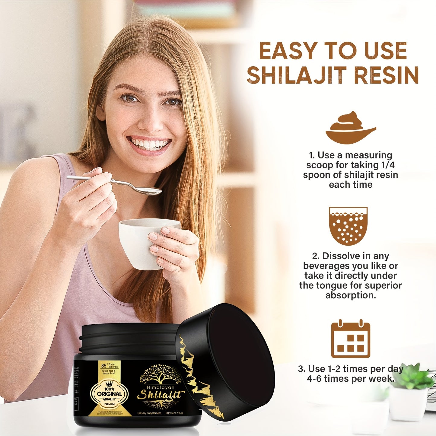 Shilajit Pure Himalayan Shilajit Resin - 500mg Maximum Potency Natural Shilajit Resin with 85+ Trace Minerals & Fulvic Acid for Energy, Immune Support, 50ml