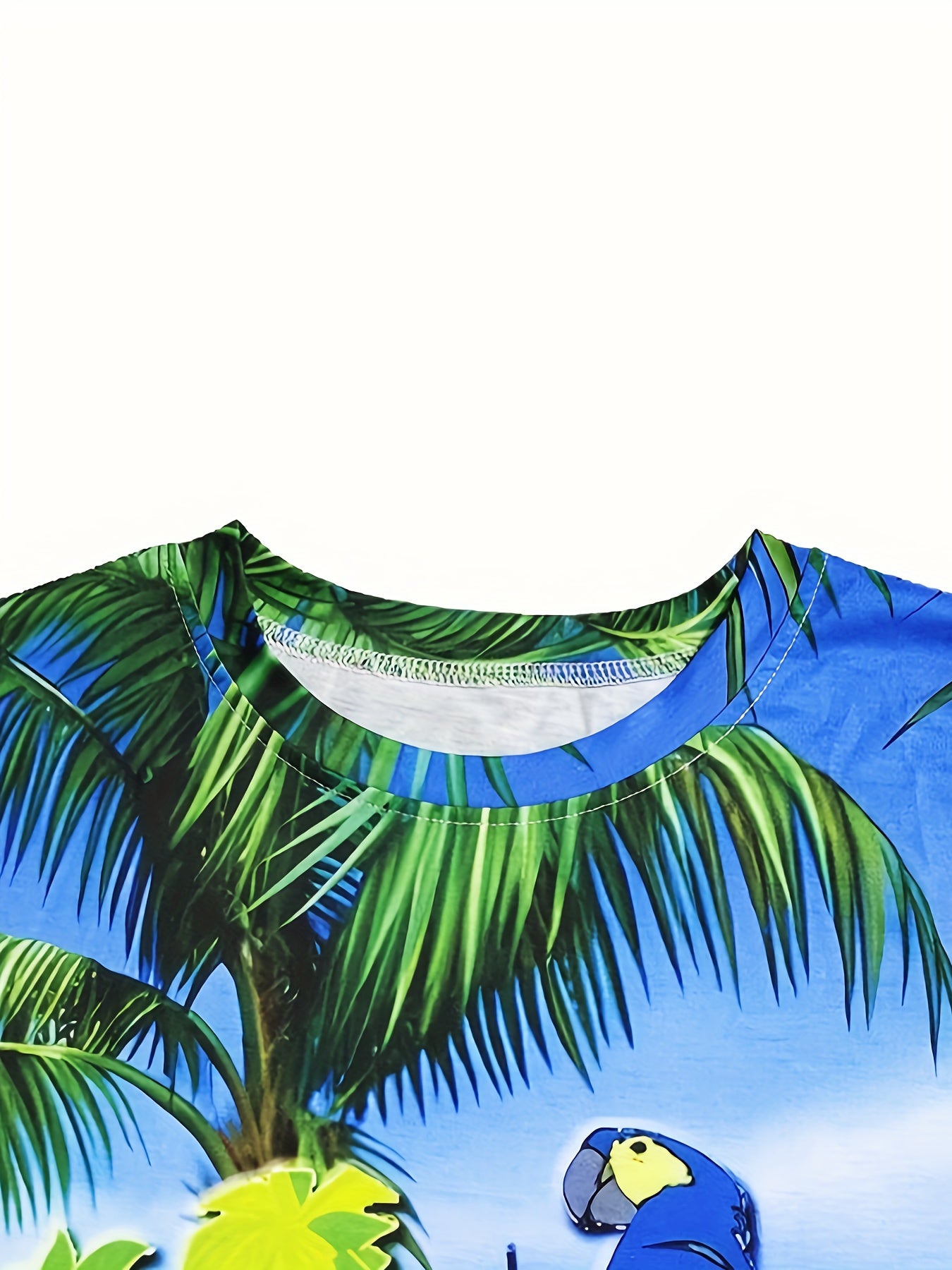 Beach & Coconut Tree Print Crew Neck T-shirt, Short Sleeve Casual Tee For Spring & Summer, Women's Clothing