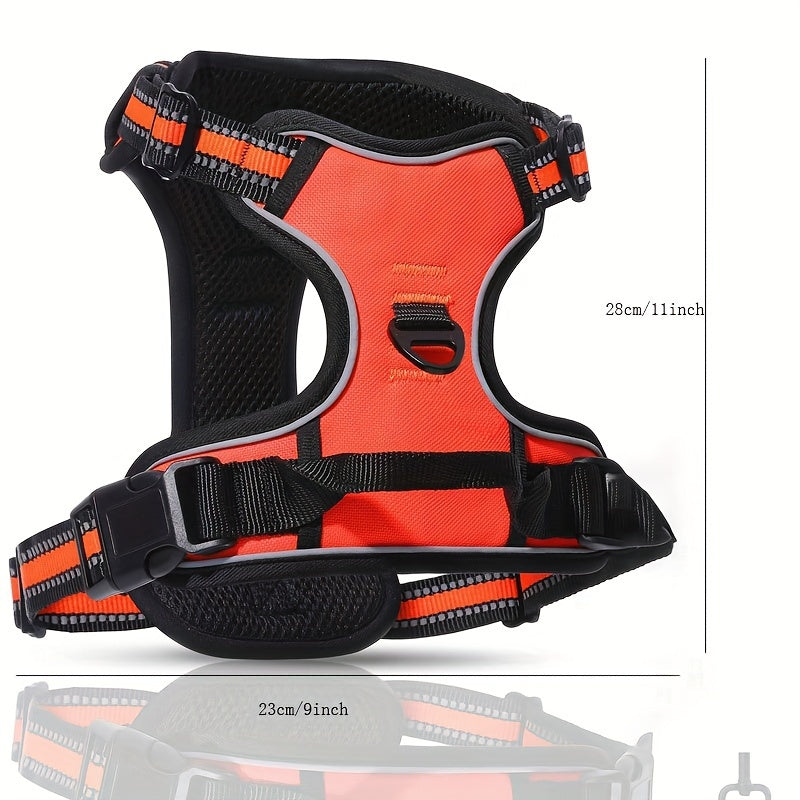 3-Piece Comfort-Fit Dog Harness Set with Anti-Escape Design, Includes Matching Leash & Poop Bag Dispenser - Ideal for Secure Walks, Fully Adjustable