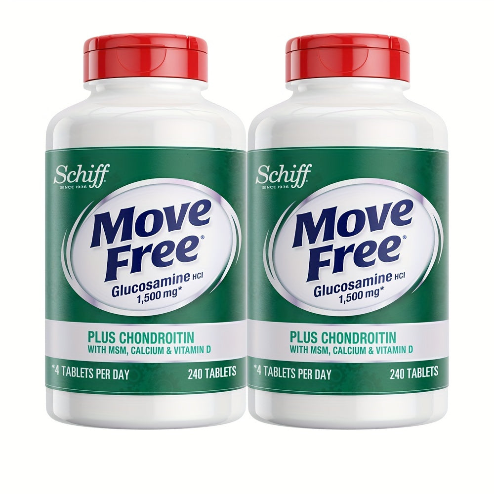 2 Bottles Of Move Free Amino Glucose Chondroitin High Calcium Tablets, Five In One, Strong And Tough Skeletal Nutrition+Cartilage Nutrition+VD3+MSM Ingredients 2x240 Large Bottles