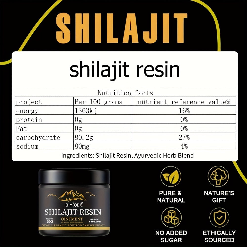 BIYODE Shilajit Resin Ointment, 30g Pure Himalayan Shilajit Supplement, All Natural with 85+ Trace Minerals and Fulvic Acid, Boosts Focus, Energy, and Immunity