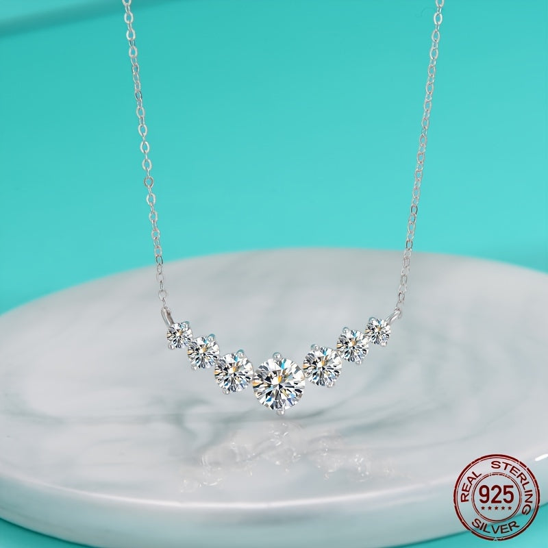 925 Sterling Silver Moissanite Necklace With + Black Card, Main Stone Total 2.8ct 5 Layers Plating Thickness Exquisite Light Luxury Necklace Jewelry