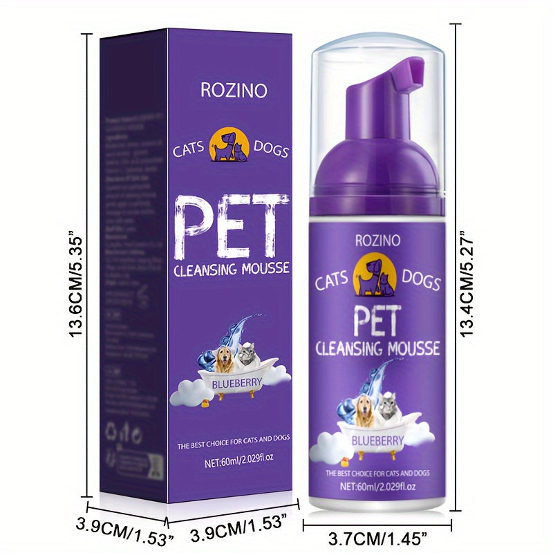 "Non-Toxic" Rozino Blueberry Pet Cleaning Mousse, 2.03oz - Gentle & Effective For All Stages