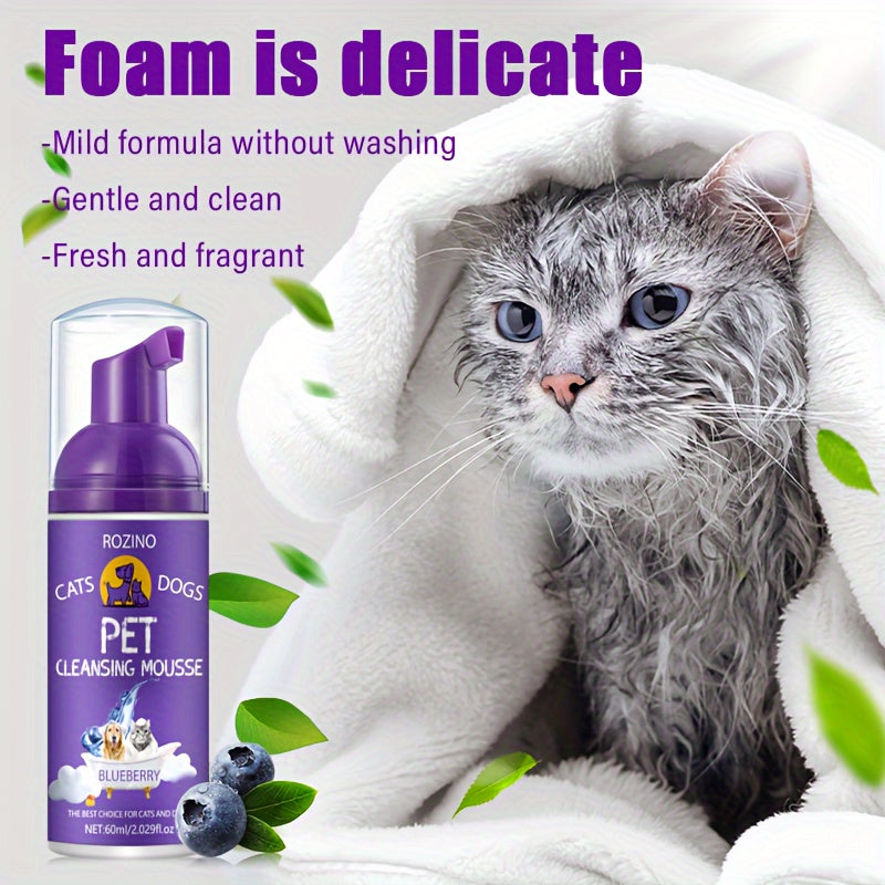 "Non-Toxic" Rozino Blueberry Pet Cleaning Mousse, 2.03oz - Gentle & Effective For All Stages