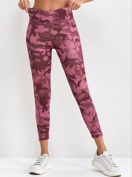 Women's Camouflage Print Sports Leggings, High Waist, Stretchy Yoga Pants, Gym Workout Tights, Running Athletic Gear, Active Wear, Comfort Fit, Quick Dry Fabric, Amo Design