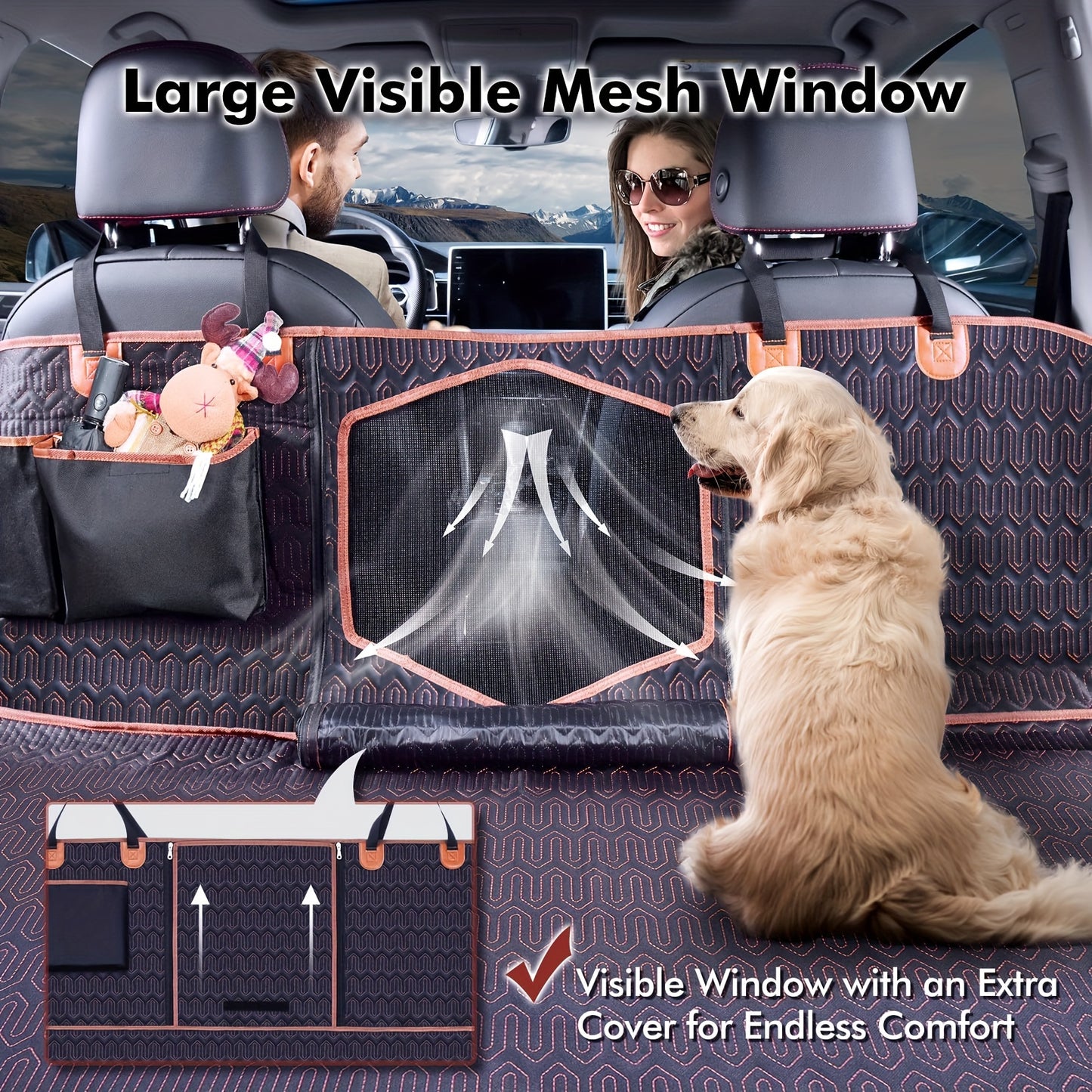 Heavy Duty Dog Car Seat Protector - Waterproof 600D Hammock with Scratch-Resistant Nonslip Surface, Breathable Mesh Window & Handy Storage for Cars, Trucks, and SUVs