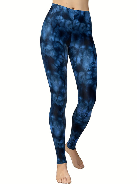 Abstract Print High Waist Leggings, Casual Skinny Stretchy Leggings, Women's Clothing