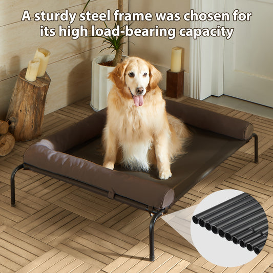 Large XL Elevated Cooling Dog Bed - Durable Chew Proof Cot with Breathable Mesh, Portable for Outdoor Use, Skid-Resistant Design for Ultimate Comfort and Stability