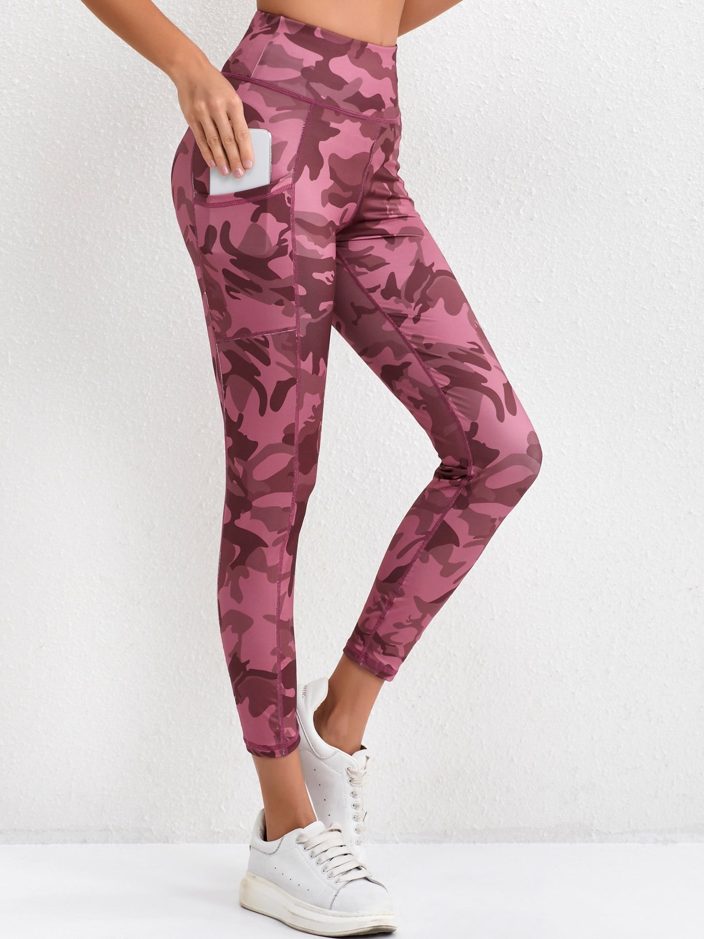 Women's Camouflage Print Sports Leggings, High Waist, Stretchy Yoga Pants, Gym Workout Tights, Running Athletic Gear, Active Wear, Comfort Fit, Quick Dry Fabric, Amo Design